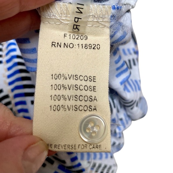 FRNCH Geometric Print Romper Size M | Blue Tan Abstract Summer One-Piece - Picture 11 of 11